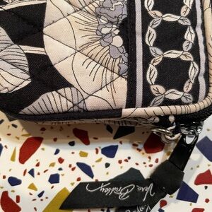 Vera Bradley Black and Cream Floral Quilted Wristlet